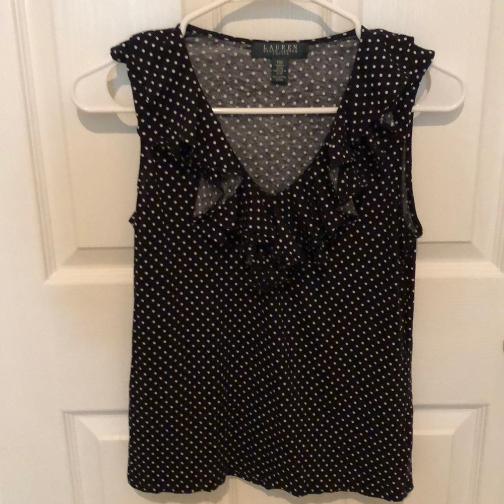 Ralph Lauren PM top polka dot ruffle sleeveless